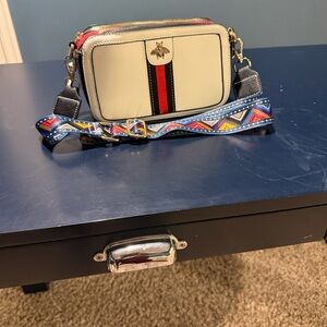 Stylish Cream and Bee White Black Red Crossbody Bag